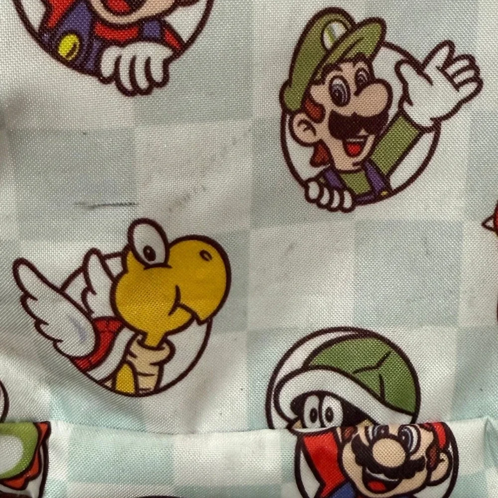 Nintendo Super Mario Bros Character Print Backpack Checkered‎ White Blue Zip Bag